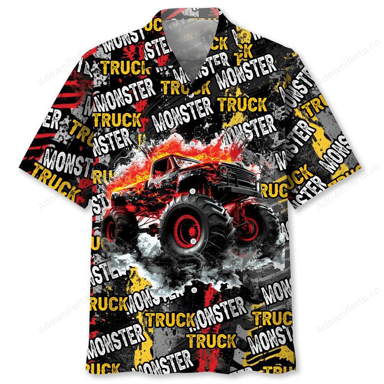 Monster Truck Fire Hawaiian Shirt