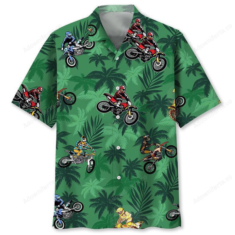 motocross green tropical hawaiian shirt