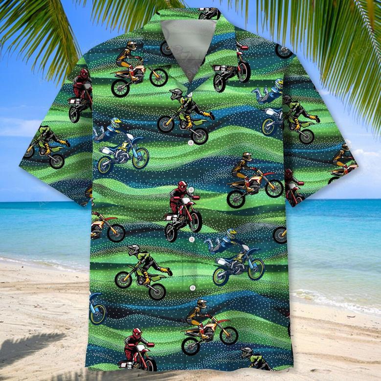 motocross seamless pattern hawaiian shirt