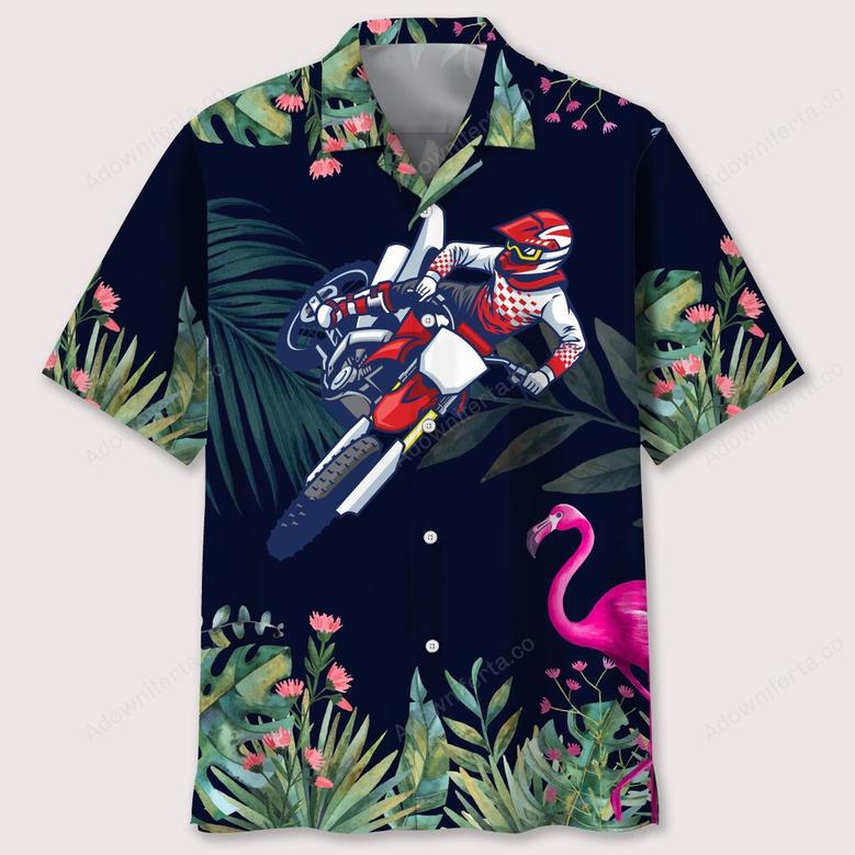 motocross tropical leaf hawaiian shirt