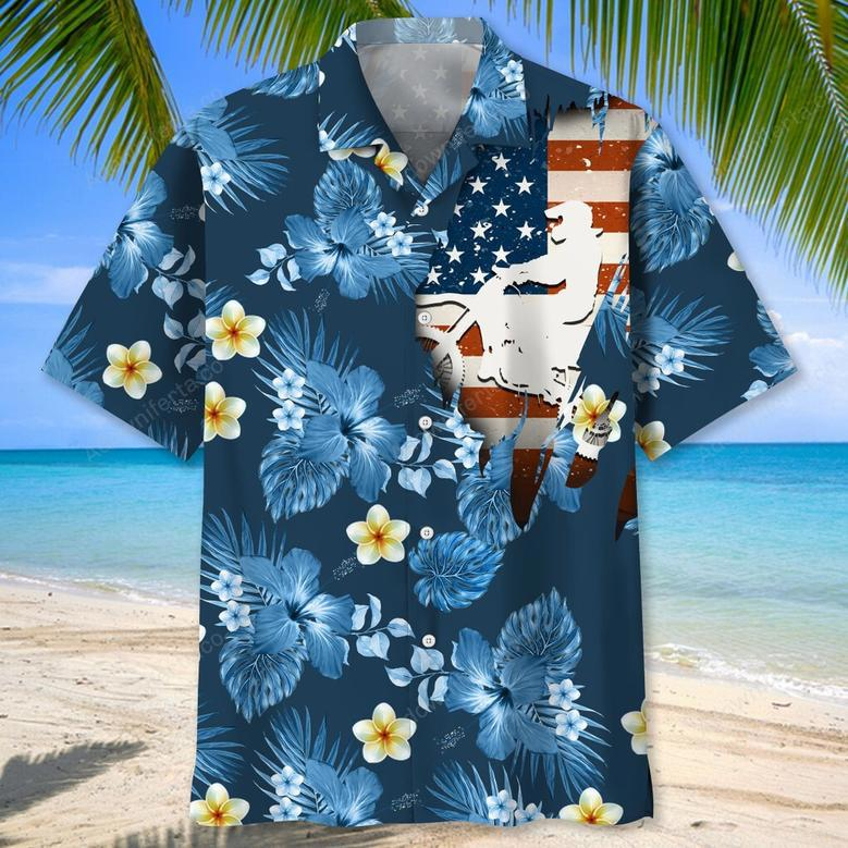 motocross usa blue tropical hawaiian shirt