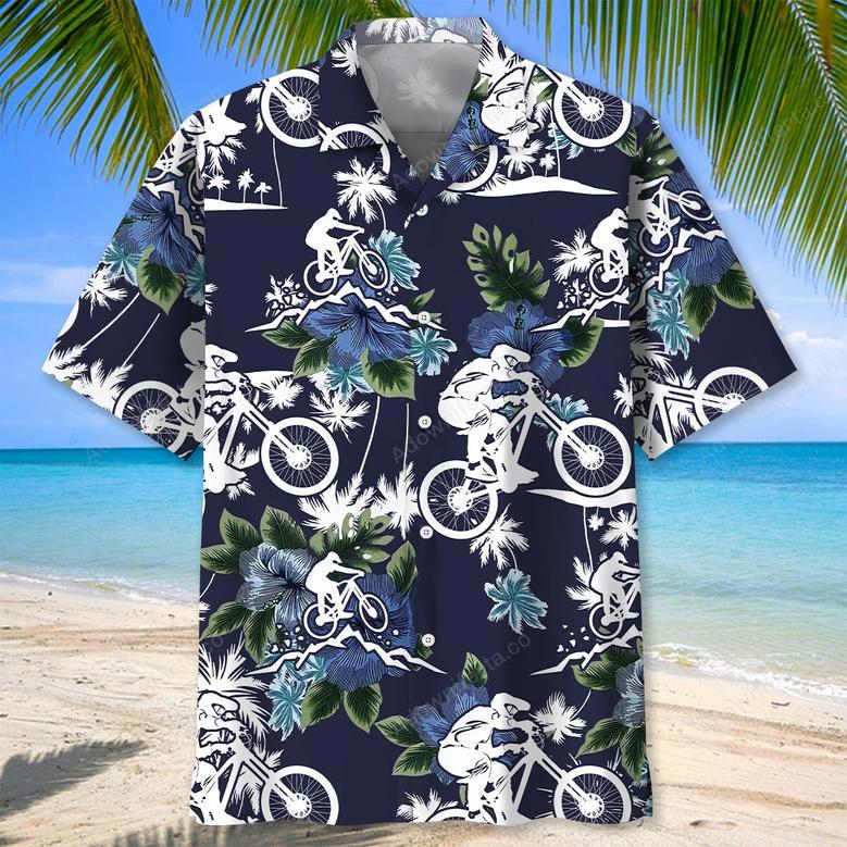 Mountain Bike Blue Nature Hawaiian Shirt