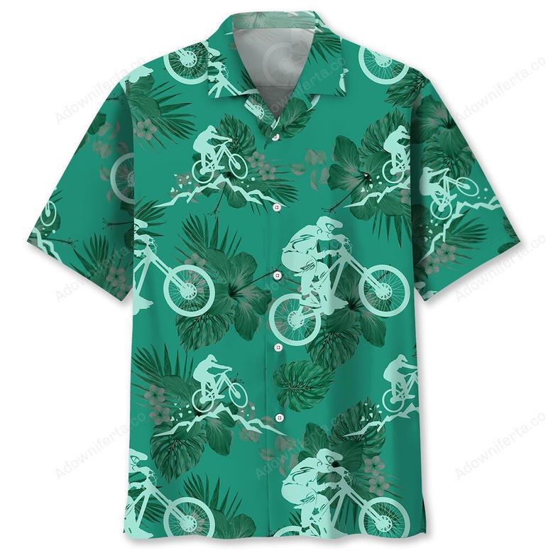 Mountain Bike Kelly Green Hawaiian Shirt