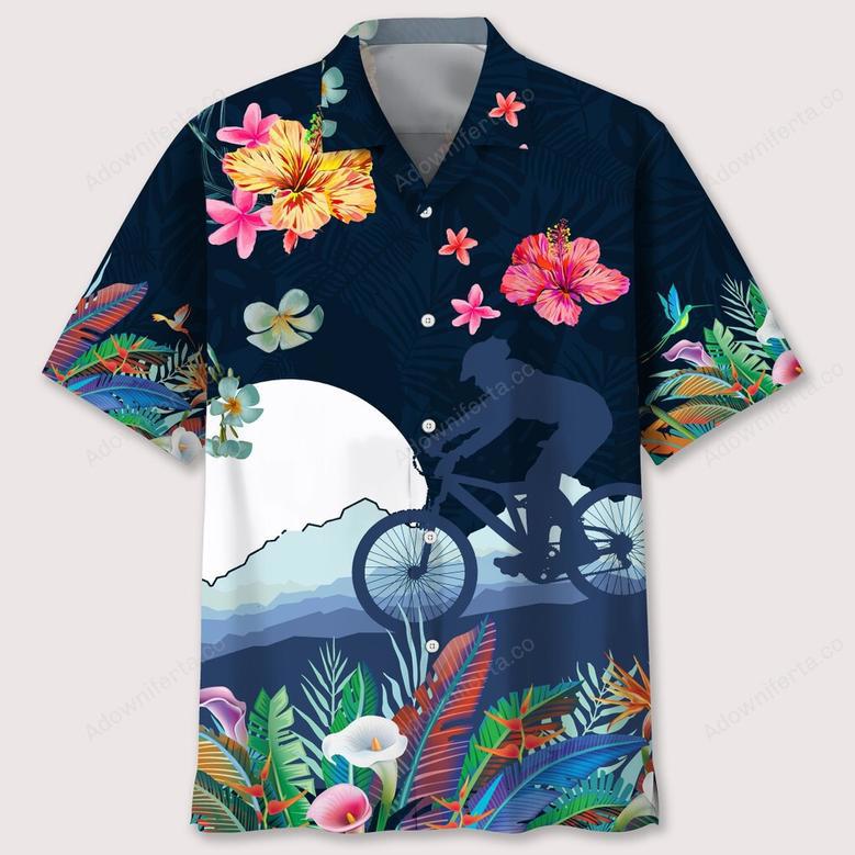 mountain bike love tropical hawaiian shirt