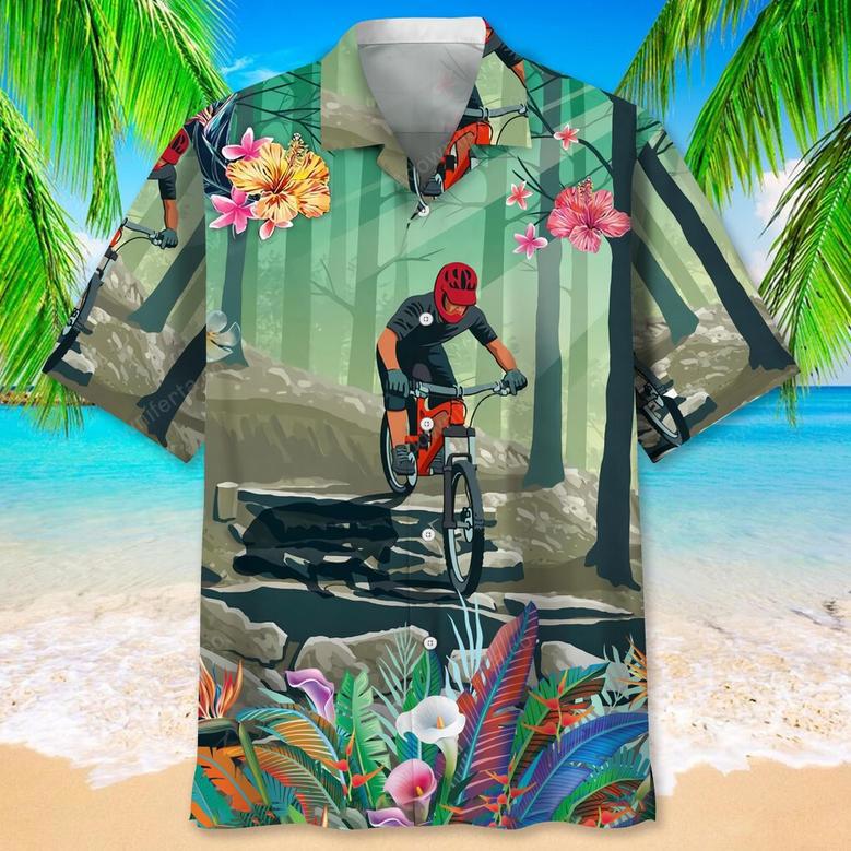 Mountain Bike Tropical Hawaiian Shirt