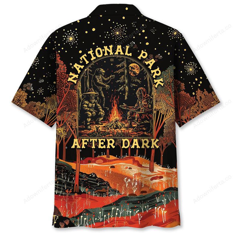 National Park After Dark Bigfoot Alien Bear Hawaiian Shirt