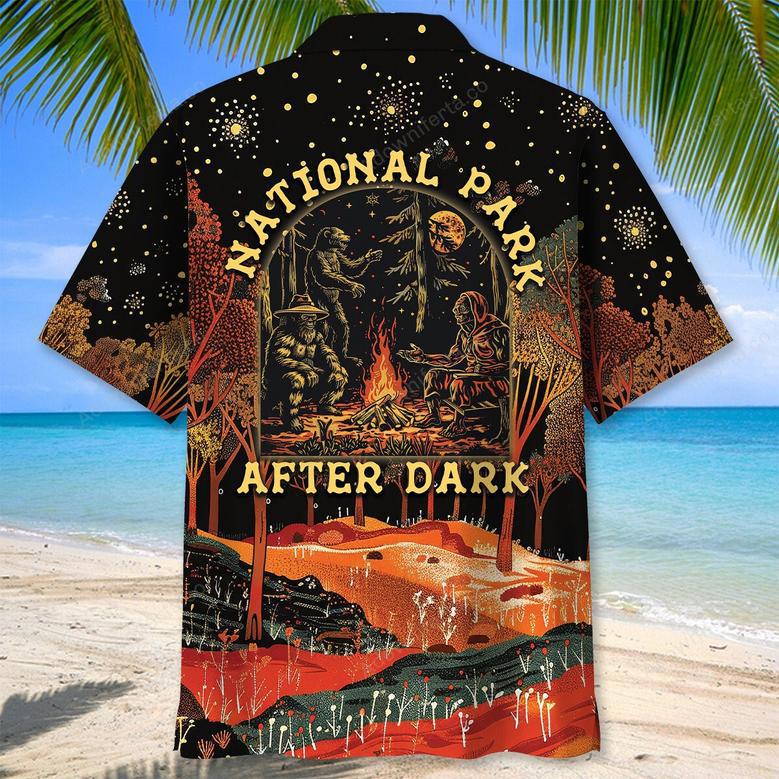 National Park After Dark Bigfoot Alien Bear Hawaiian Shirt