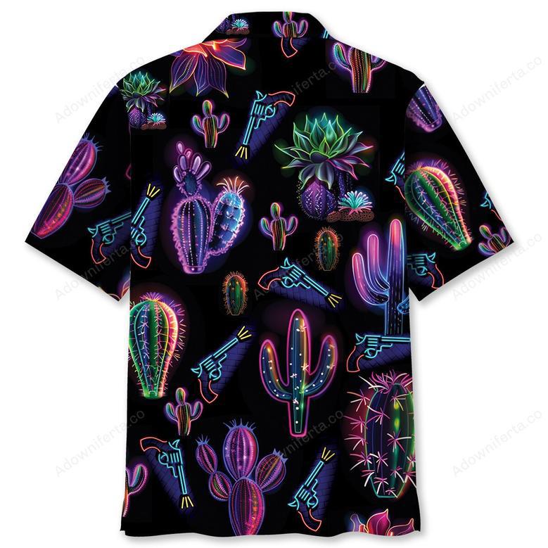 Neon Cactus Black Hawaiian Shirt