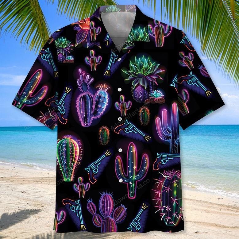 Neon Cactus Black Hawaiian Shirt