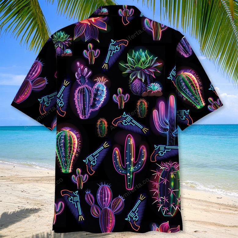 Neon Cactus Black Hawaiian Shirt