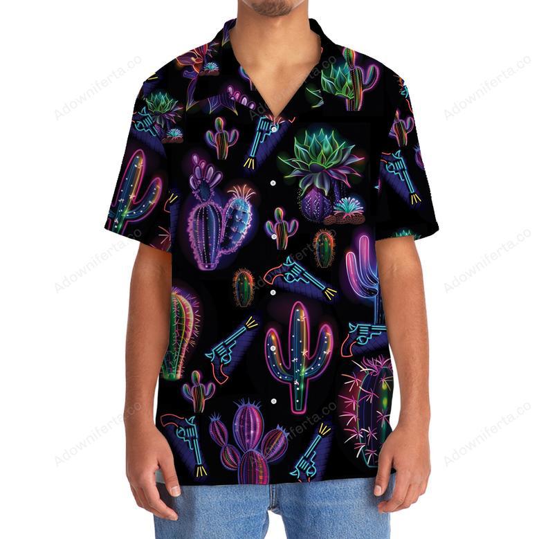 Neon Cactus Black Hawaiian Shirt