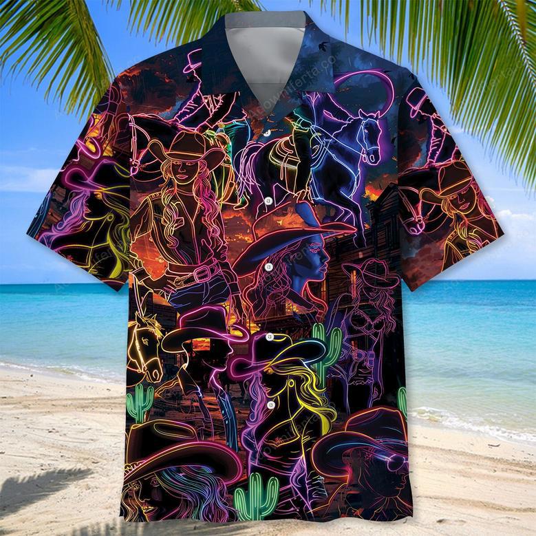 Neon Cowboy Vintage Art Hawaiian Shirt