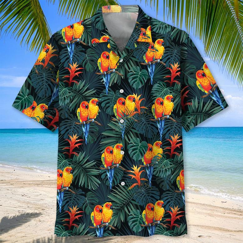 Parrot Dark Green Tropical Hawaiian Shirt