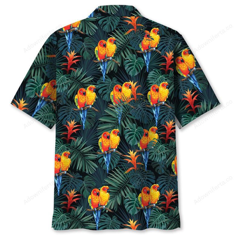 Parrot Dark Green Tropical Hawaiian Shirt