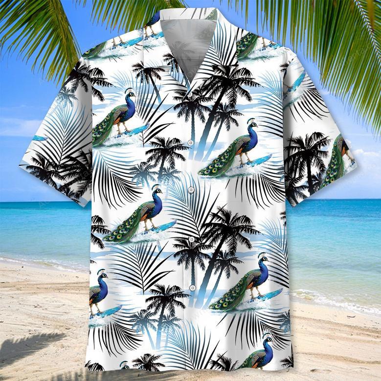 Peacock Surfing Funny Hawaiian Shirt