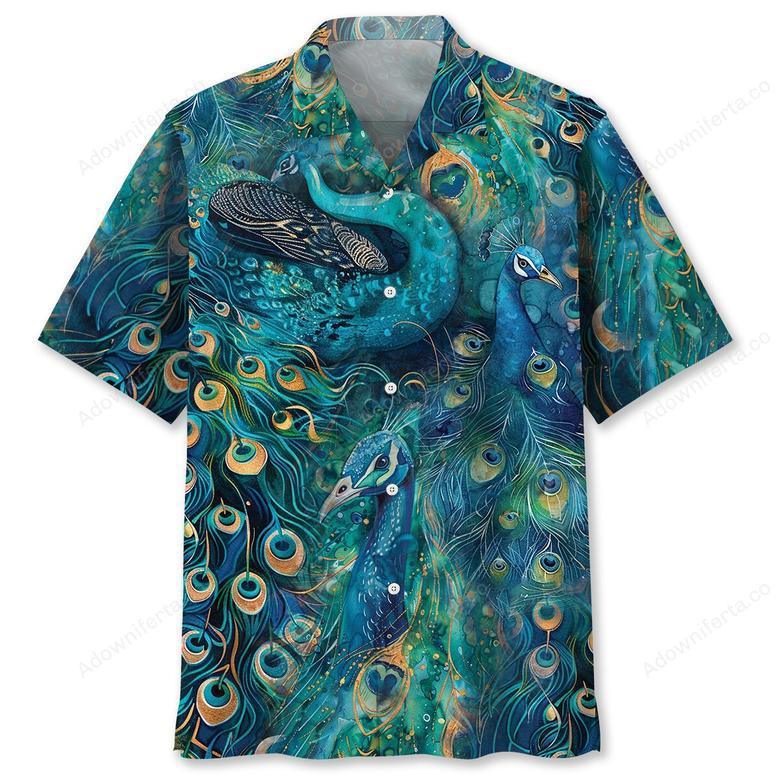 Peacock Teal Hawaiian Shirt