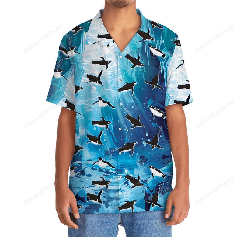 Penguin Ice Under Water Hawaiian Shirt