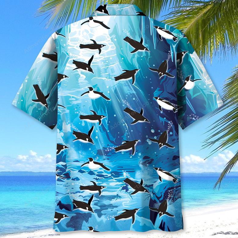 Penguin Ice Under Water Hawaiian Shirt