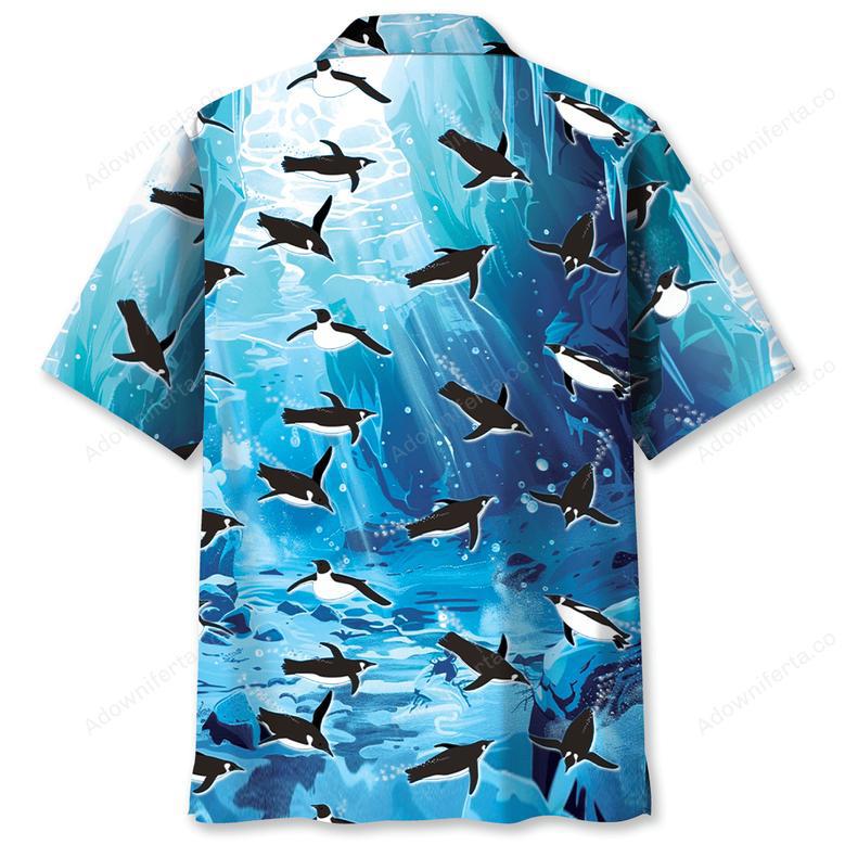 Penguin Ice Under Water Hawaiian Shirt