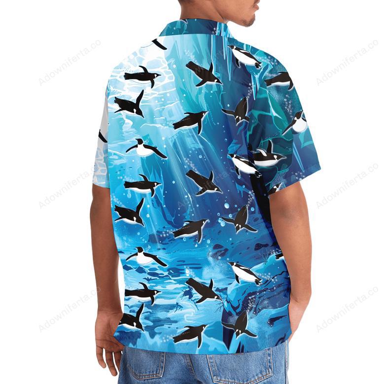 Penguin Ice Under Water Hawaiian Shirt