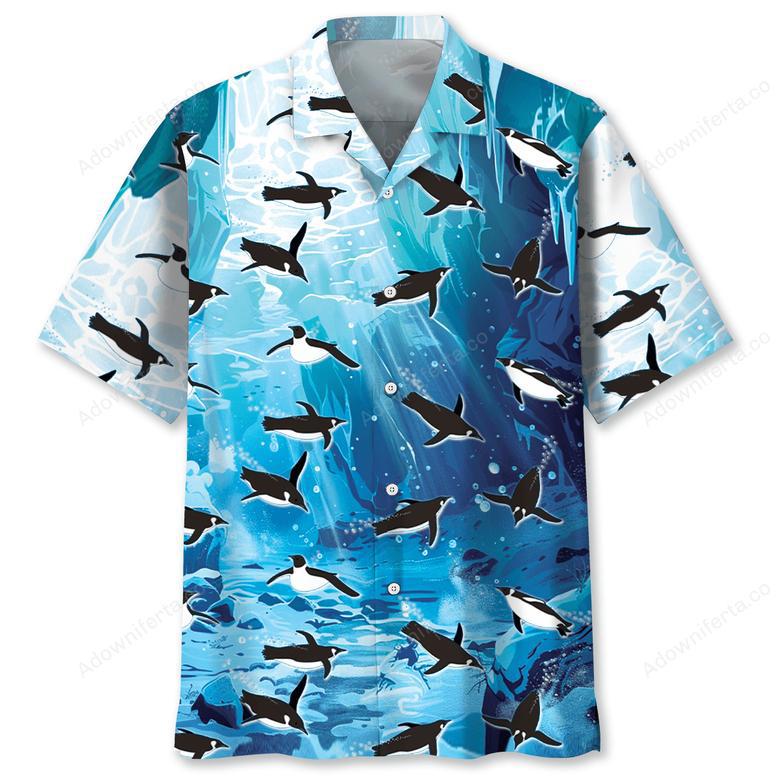 Penguin Ice Under Water Hawaiian Shirt