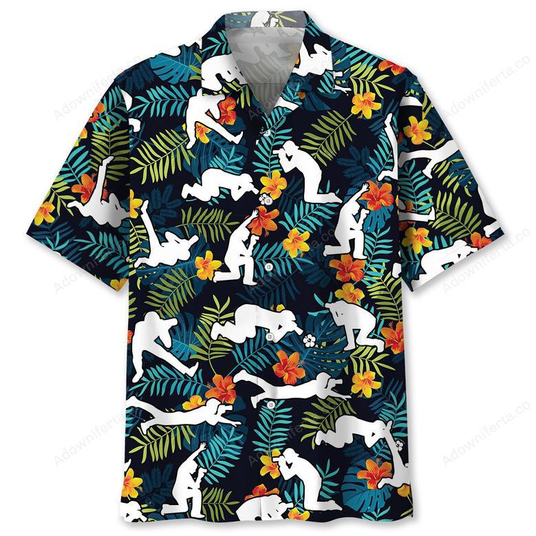 Photographer Postures Hawaiian Shirt