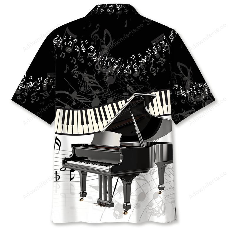 Piano Black & White Hawaiian Shirt