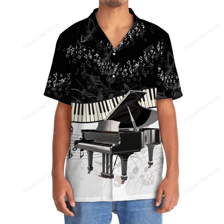 Piano Black & White Hawaiian Shirt