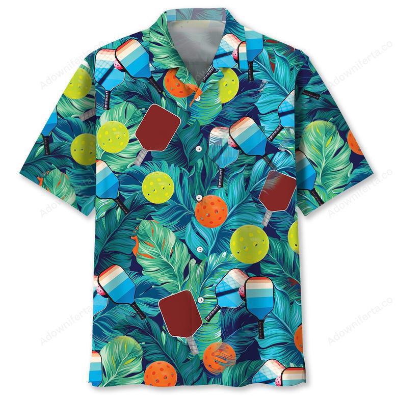 Pickleball Tropical Green Hawaiian Shirt