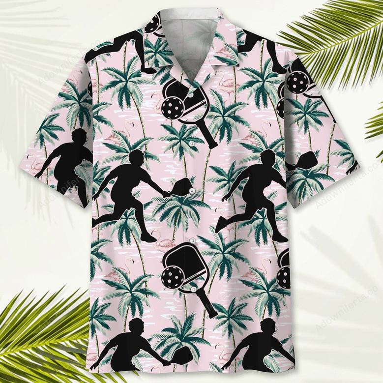 Pickleball Tropical Pink Hawaiian Shirt