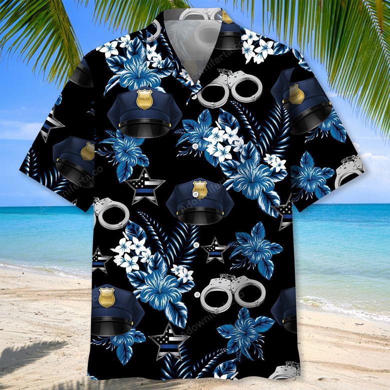 Police Blue Hawaiian Shirt