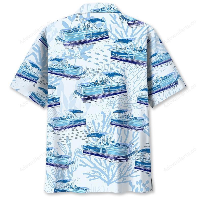 Pontoon Boat Blue Hawaiian Shirt