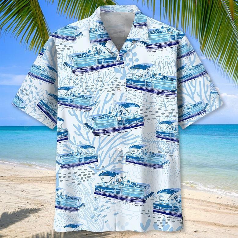 Pontoon Boat Blue Hawaiian Shirt