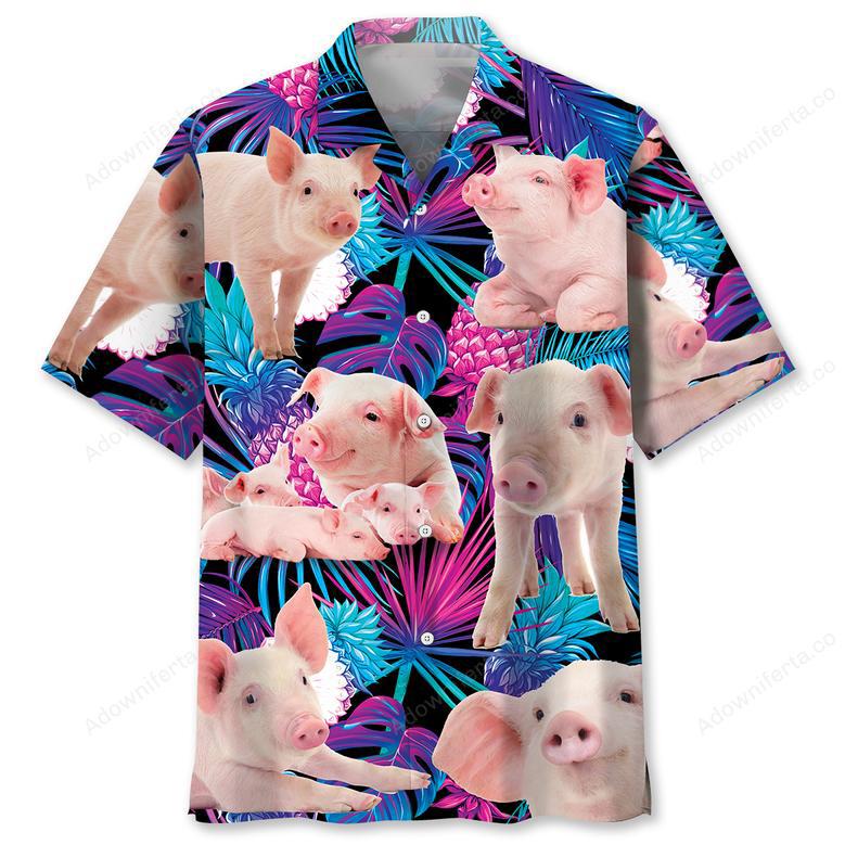 Purple Tropical Pig Hawaiian Shirt