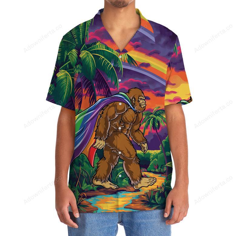 Rainbow Bigfoot Hawaiian Shirt