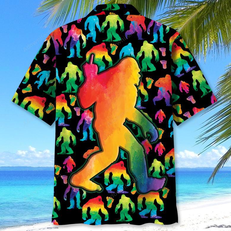 Rainbow Bigfoot Party Hawaiian Shirt