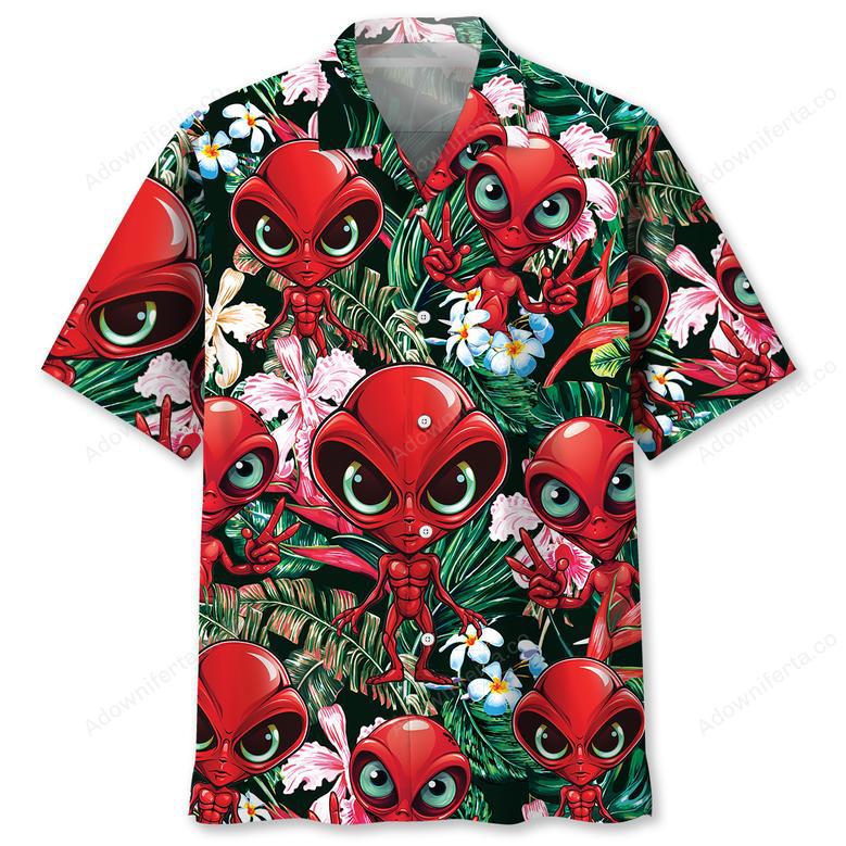 Red Alien Hawaiian Shirt