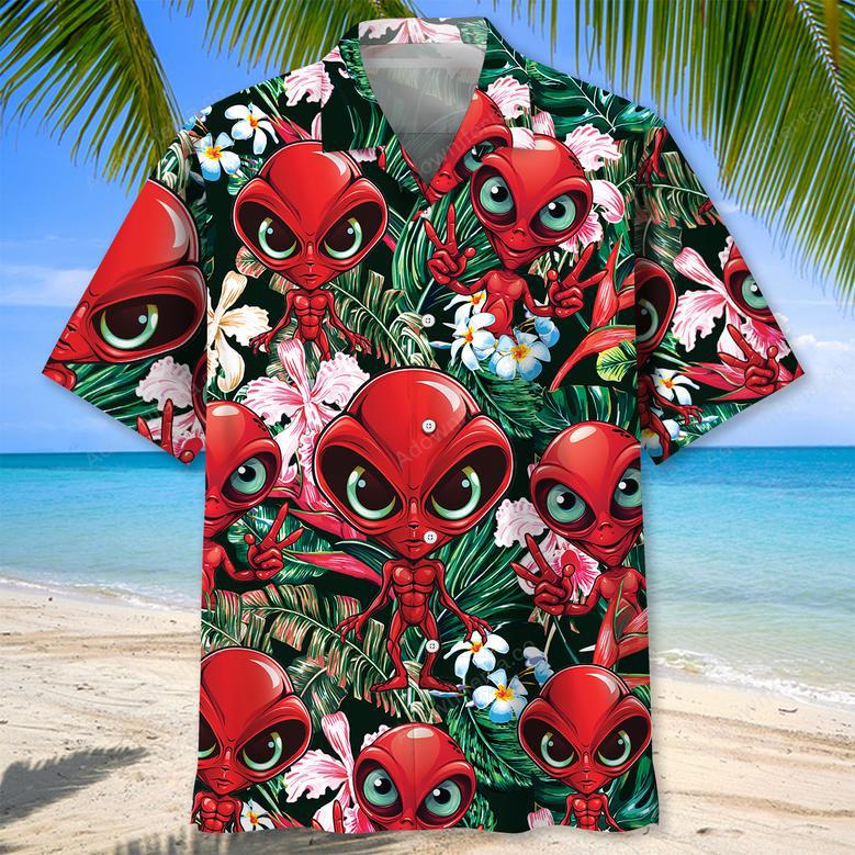 Red Alien Hawaiian Shirt