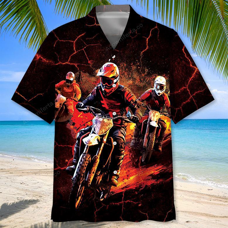 Red Dirt Bike Racing Hawaiian Shirt