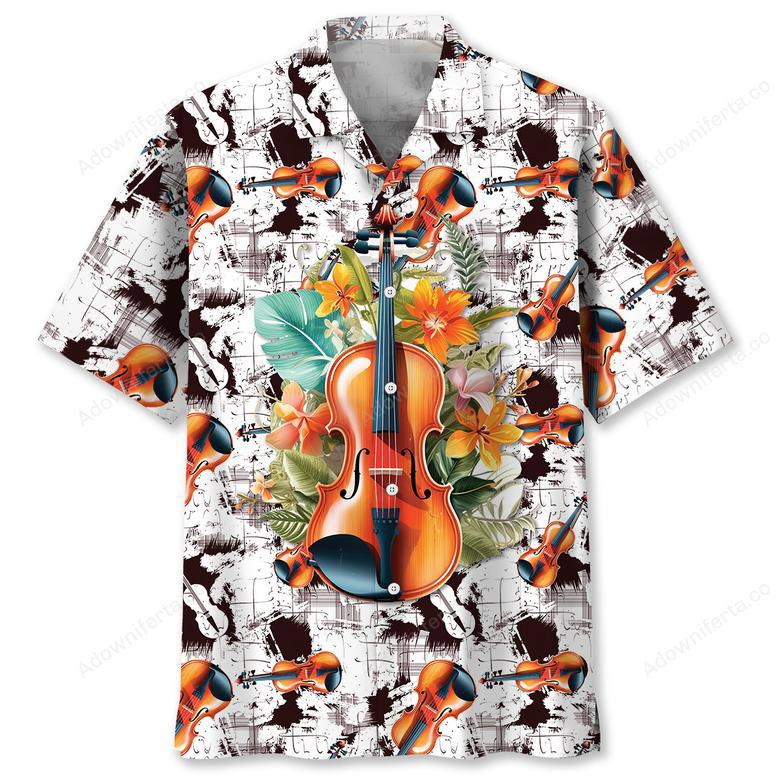 Retro Colorful Violin Hawaiian Shirt