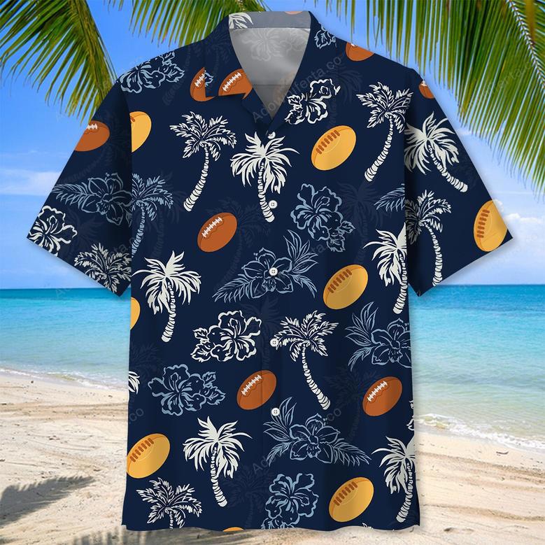 Rugby Blue Hibiscus Hawaiian Shirt