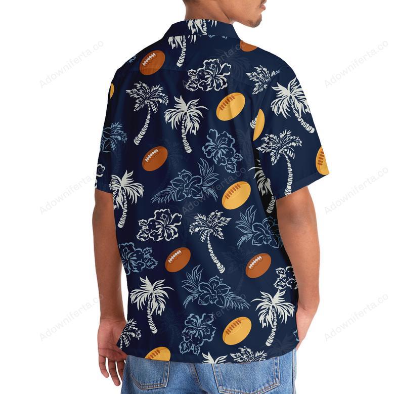 Rugby Blue Hibiscus Hawaiian Shirt