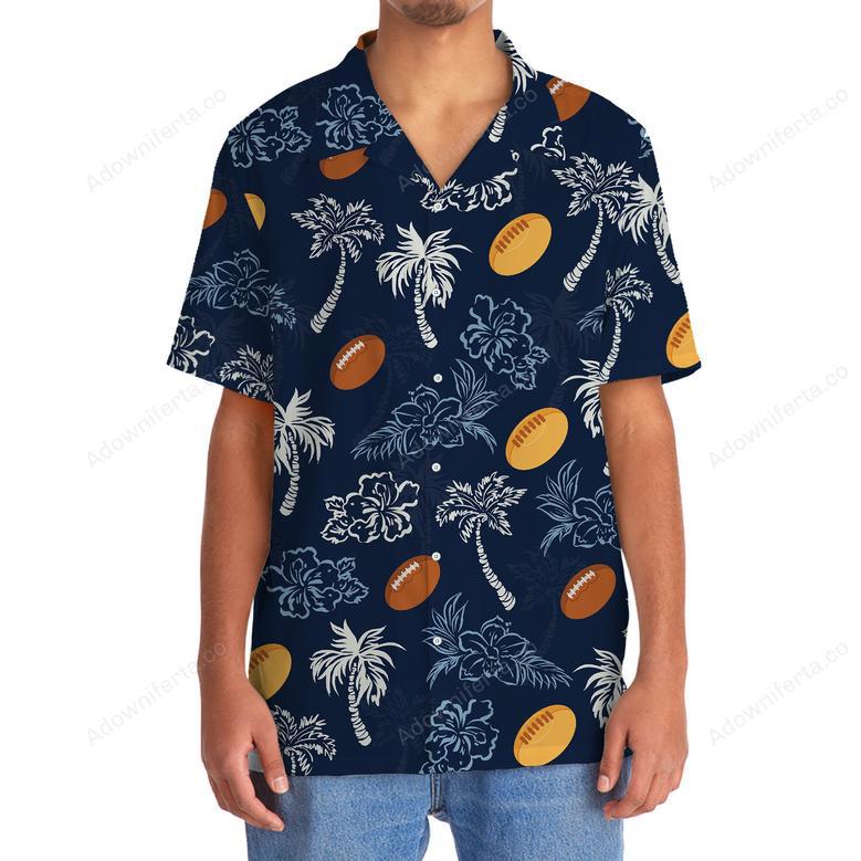 Rugby Blue Hibiscus Hawaiian Shirt