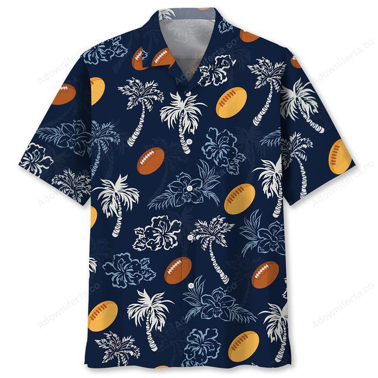 Rugby Blue Hibiscus Hawaiian Shirt