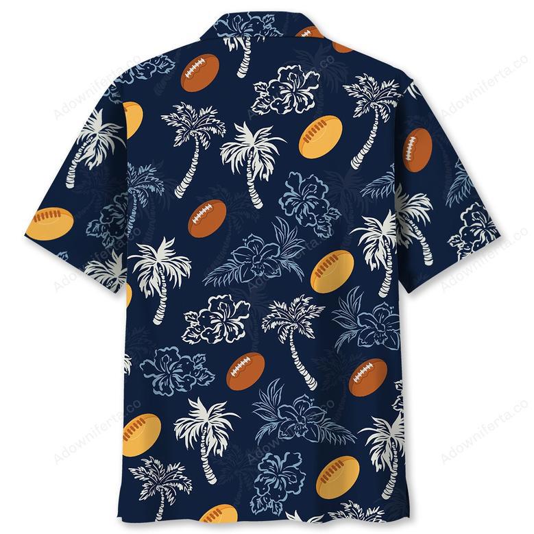 Rugby Blue Hibiscus Hawaiian Shirt