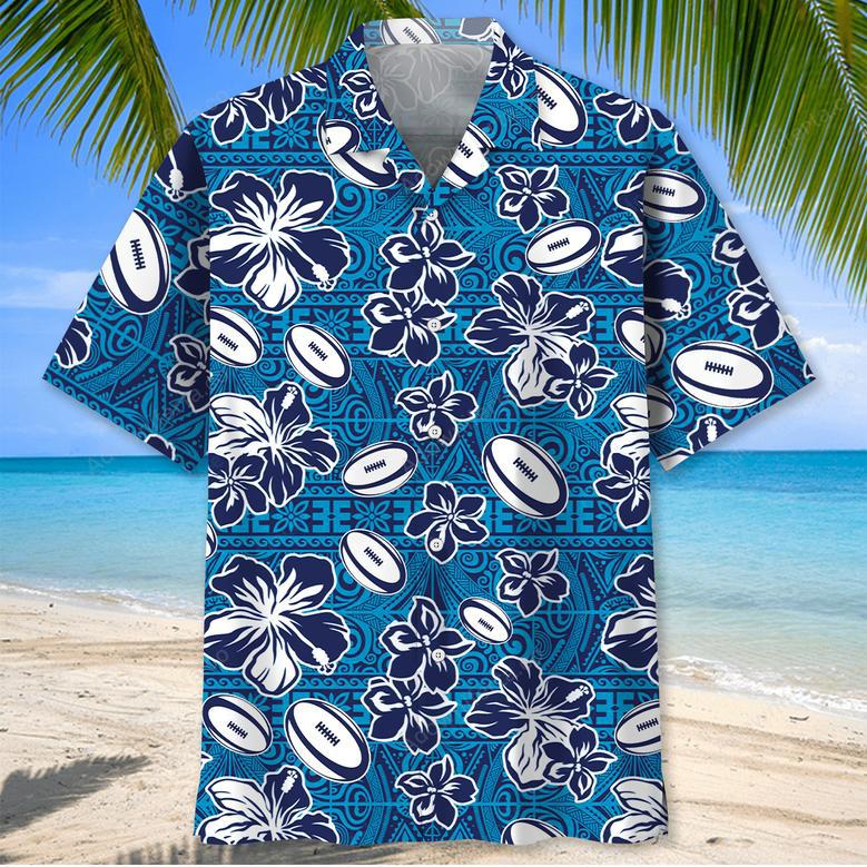 Rugby Tropical Blue Hawaiian Shirt