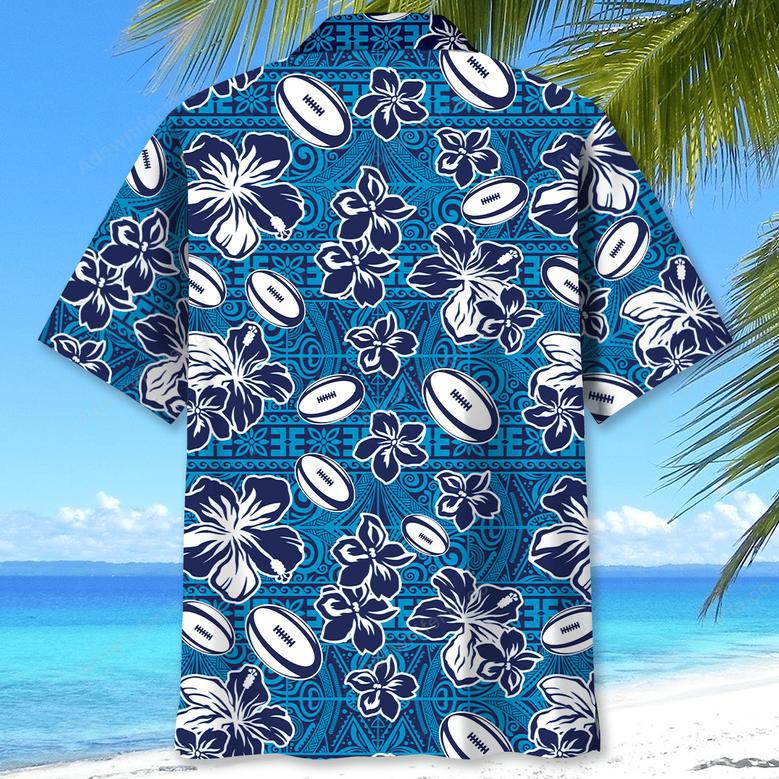 Rugby Tropical Blue Hawaiian Shirt