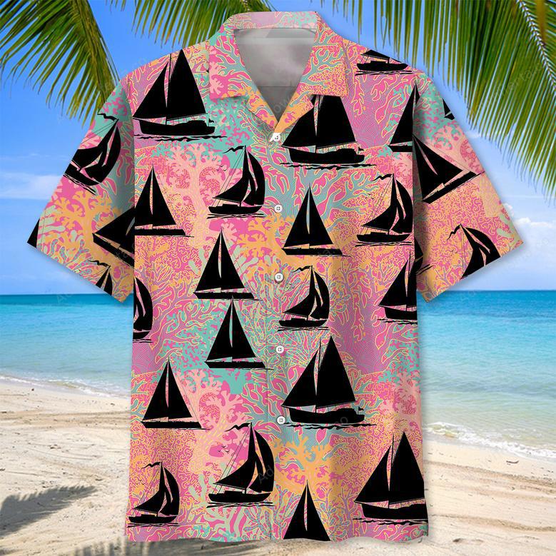 Sailboat Coral Hawaiian Shirt