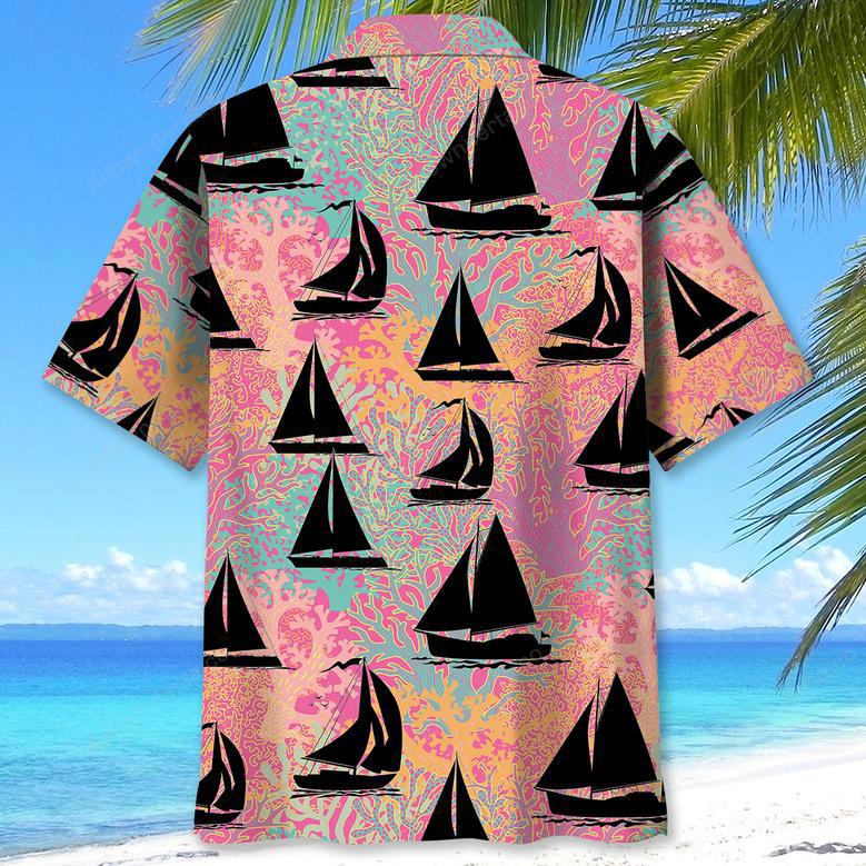 Sailboat Coral Hawaiian Shirt