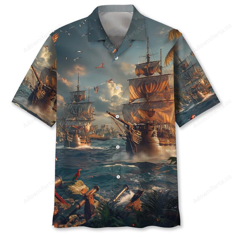 Sailboat Pirate Vintage Hawaiian Shirt